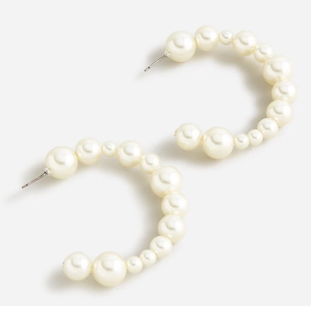 Jcrew Pearl hoops statement earrings statement hoops. Large hoops BO840